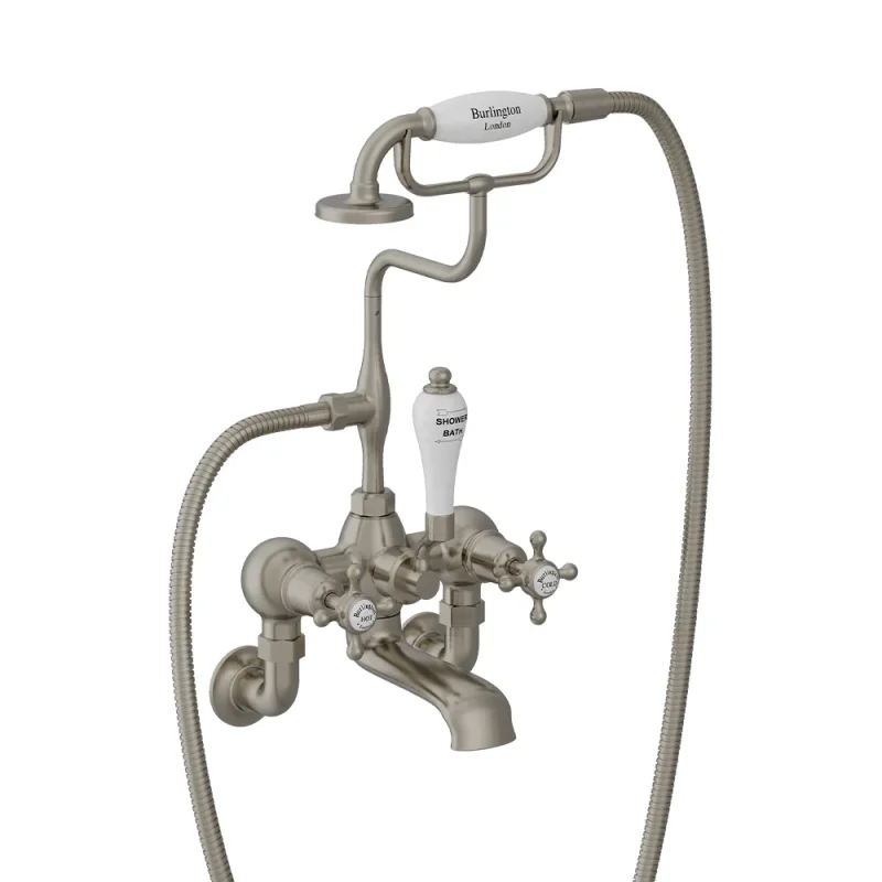 Burlington Claremont Wall Mounted Bath Shower Mixer Brushed Nickel product image - Image 3