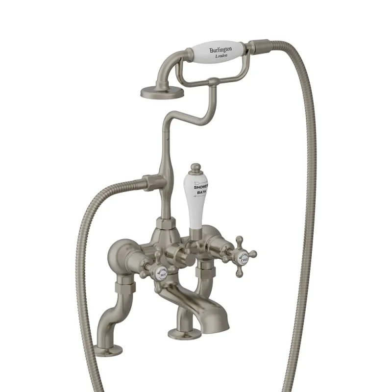 Burlington Claremont Deck Mounted Bath Shower Mixer Brushed Nickel product image - Image 3