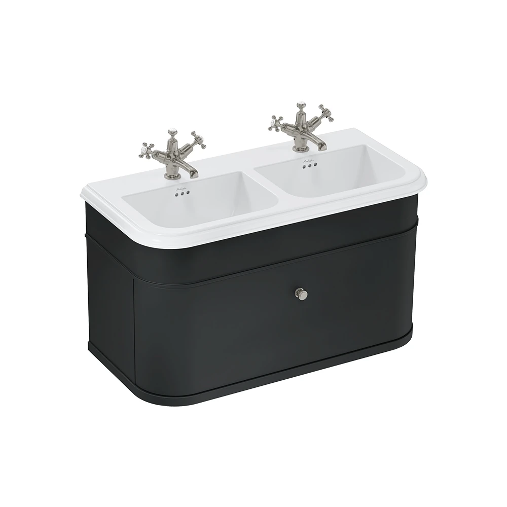 Burlington Chalfont Ceramic Double Basin 1000mm 3 Tap Hole