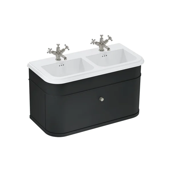 Burlington Chalfont Ceramic Double Basin 1000mm 3 Tap Hole