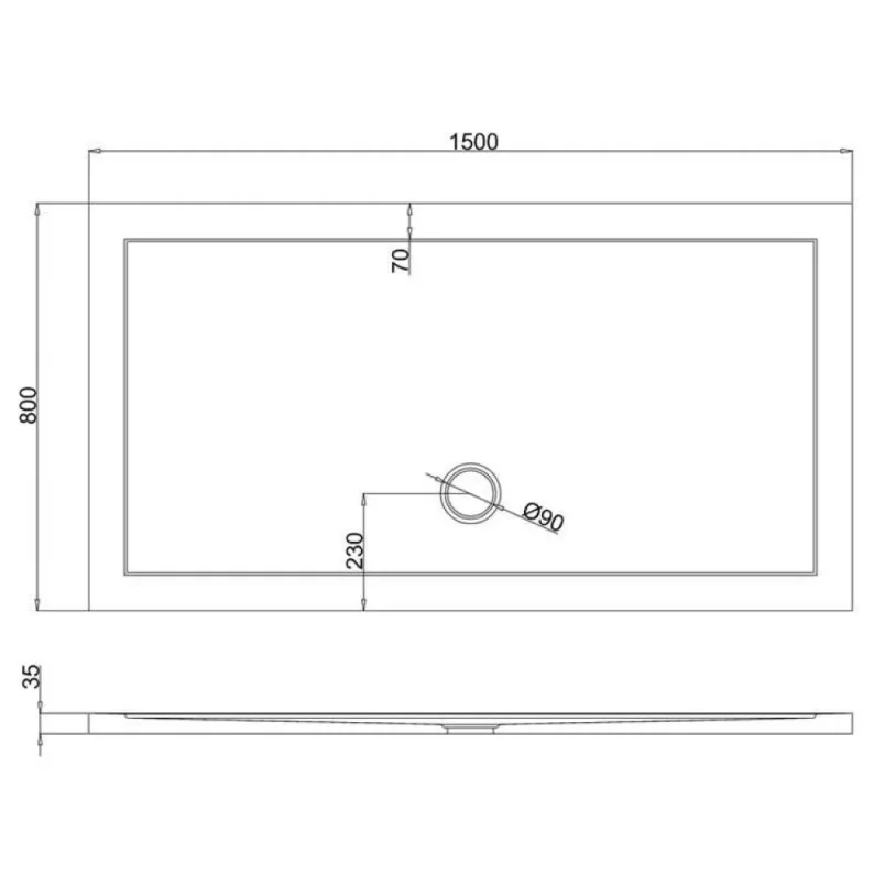 Britton Rectangular Shower Tray 800 X 1500mm detail view - Image 3
