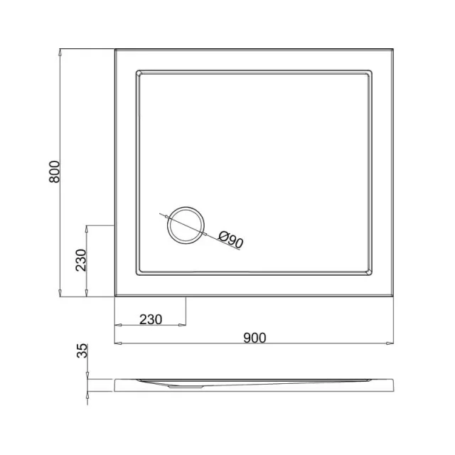 Britton Rectangular Shower Tray 800 X 900mm detail view - Image 3