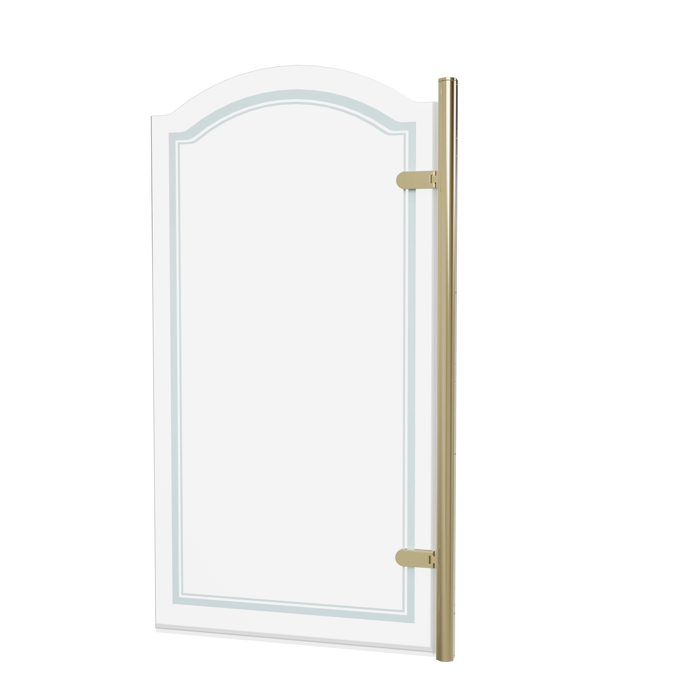 Burlington Classique Curved Hinge Bath Screen With Frosting 850 Rh Gold