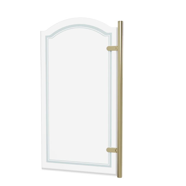 Burlington Classique Curved Hinge Bath Screen With Frosting 850 Rh Gold