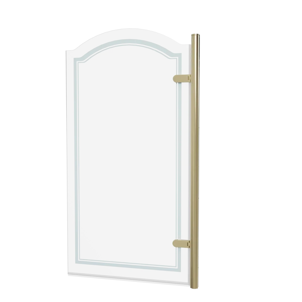 Burlington Classique Curved Hinge Bath Screen With Frosting 850 Rh Gold product image - Image 1
