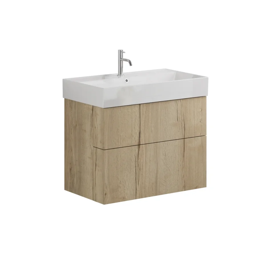 Crosswater Avenue Two Drawer Wall Hung Vanity 800mm Windsor Oak product image - Image 4
