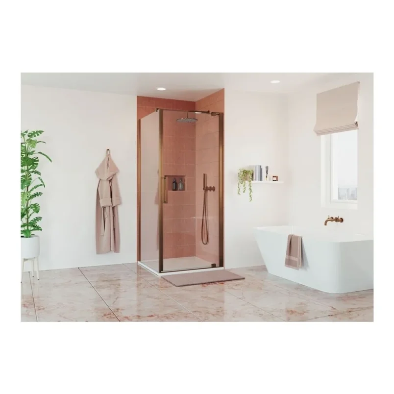 Crosswater Optix Pivot Door 800 Brushed Bronze detail view - Image 2