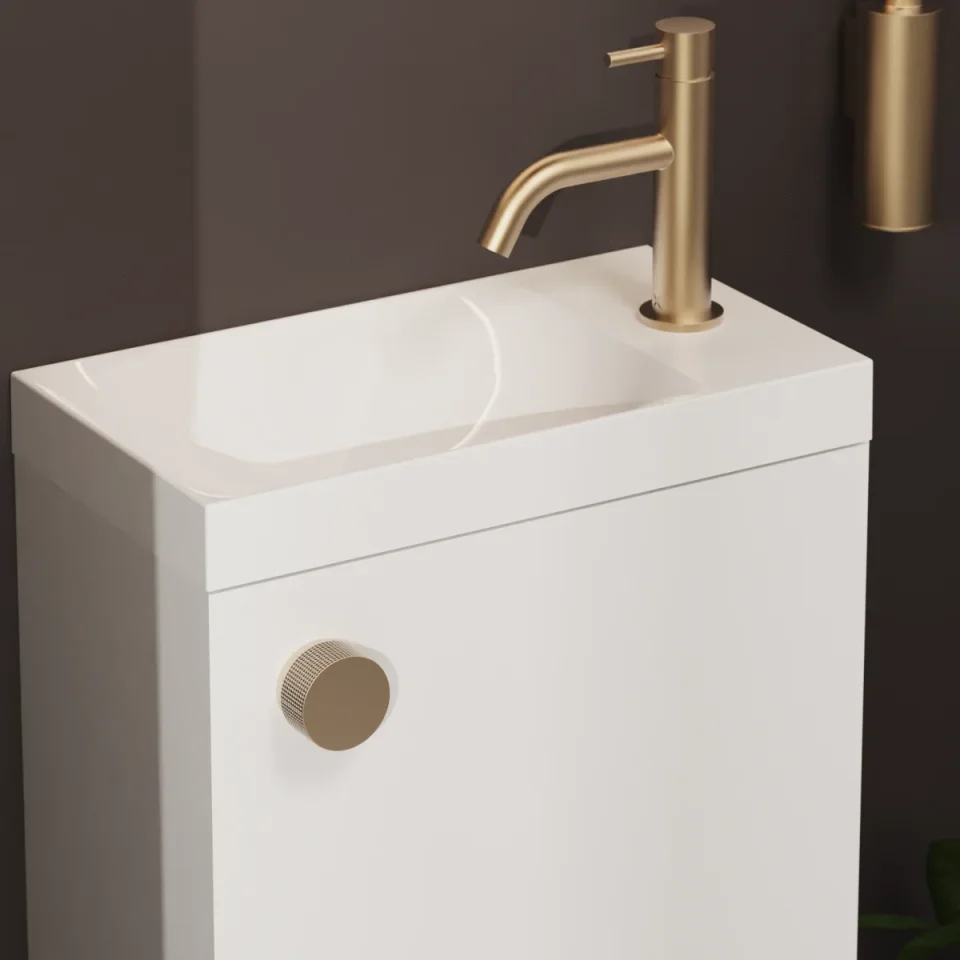 Crosswater Knurled Furniture Handle x 1 Brushed Brass detail view - Image 4