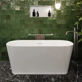 Crosswater Carne Free Standing Bath with Overflow and Waste 1700 x 750mm Gloss White detail view - Image 2