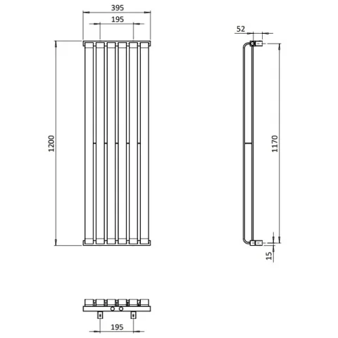 Crosswater Limit Towel Warmer 395x1200 Matt Black detail view - Image 2