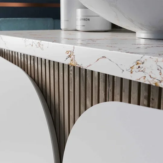 Crosswater Tamobour 600mm One Drawer Wall Hung Vanity White Matt detail view - Image 2