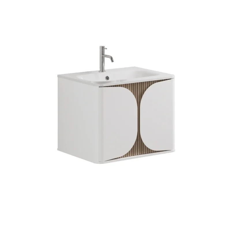 Crosswater Tamobour 600mm One Drawer Wall Hung Vanity White Matt detail view - Image 3