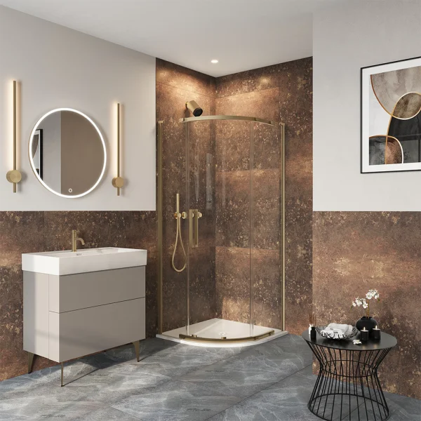 Crosswater Asura 8mm Quadrant Single Door B 800 x 800 Moving Door Brushed Brass