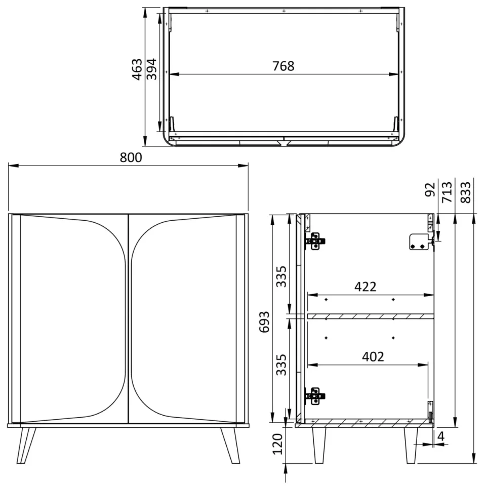 Crosswater Tamobour 800mm Floorstanding Vanity With Doors Soft Clay detail view - Image 3