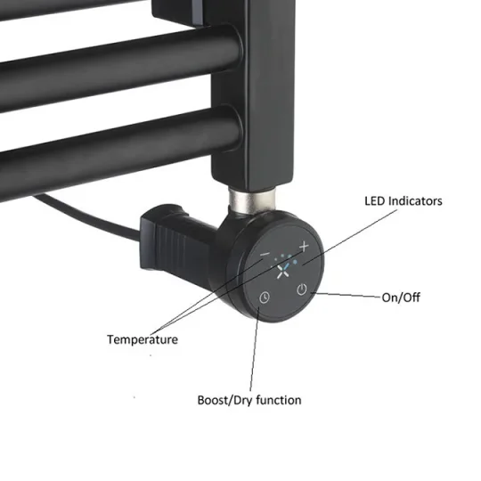 Crosswater MPRO Towel Warmer 430x900 All Electric Right Hand Matt Black detail view - Image 5