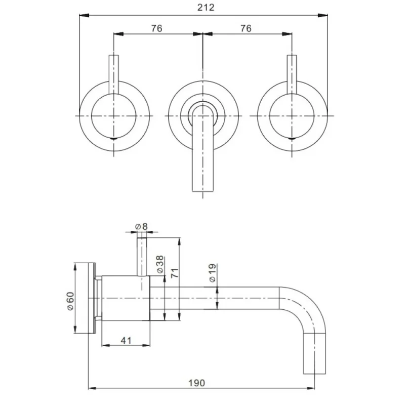 Crosswater MPRO Basin 3 Hole Trim Set Bronze detail view - Image 2