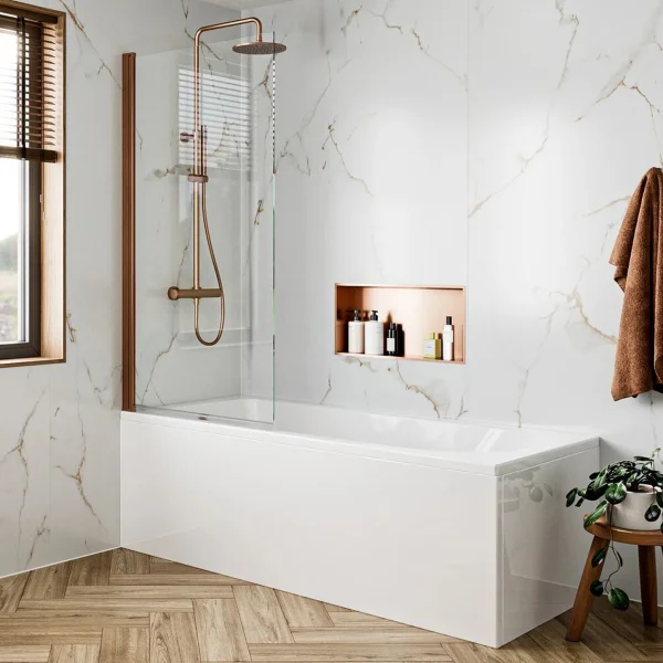 Crosswater 6mm Hinged Bath Screen 800 Brushed Bronze