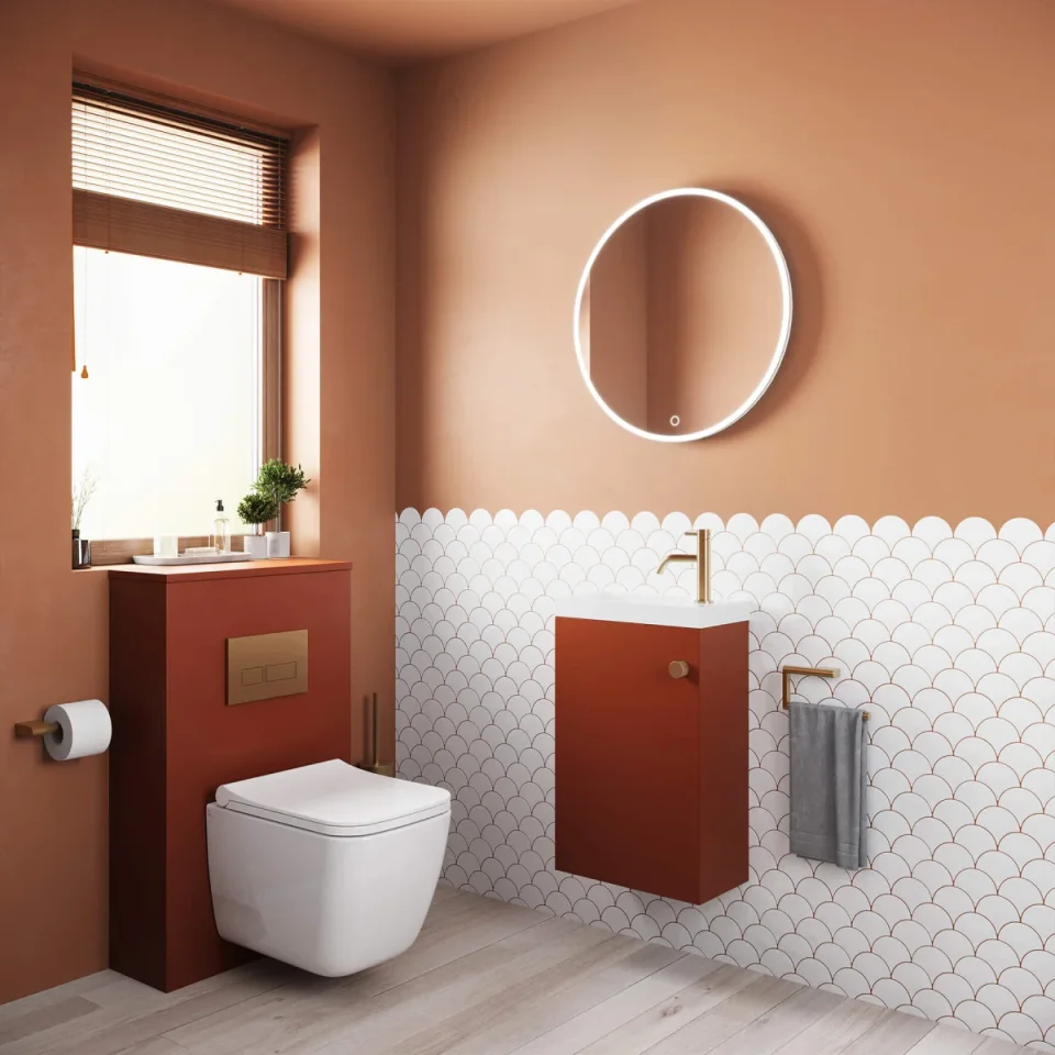 Crosswater Alo Cloakroom Unit 400 x 220mm Windsor Oak detail view - Image 2