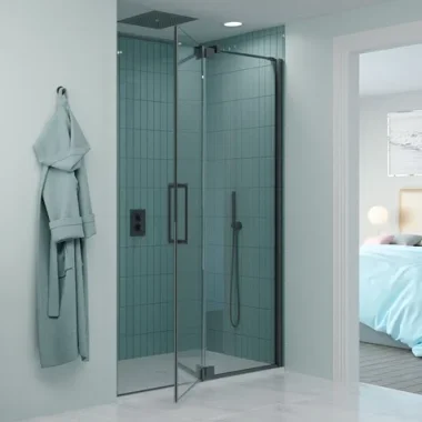 Crosswater Optix Pivot Door Inline Panel 1400 Slate detail view - Image 2