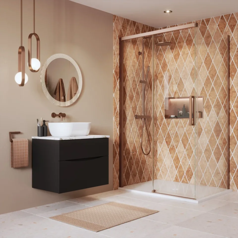 Crosswater Optix Soft Close Sliding Door 1700 Brushed Bronze product image - Image 2