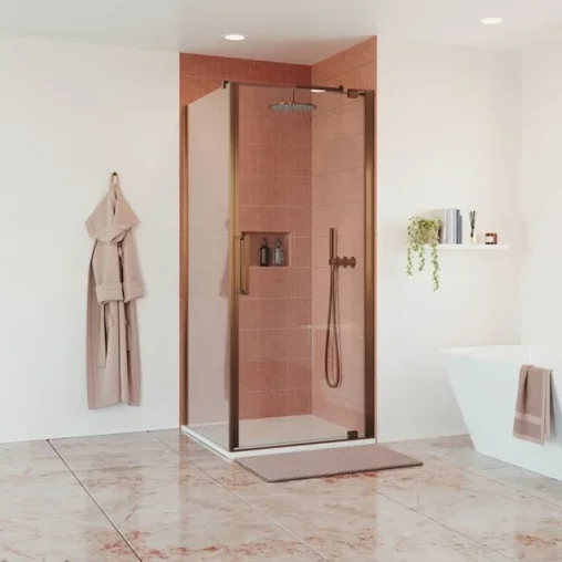 Crosswater Optix Pivot Door 900 Brushed Bronze detail view - Image 2