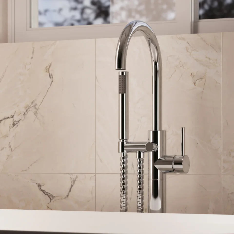 Crosswater Fusion Bath Shower Mixer with Kit Chrome detail view - Image 6