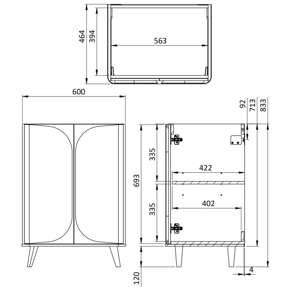 Crosswater Tamobour 600mm Floorstanding Vanity With Doors Soft Clay detail view - Image 2
