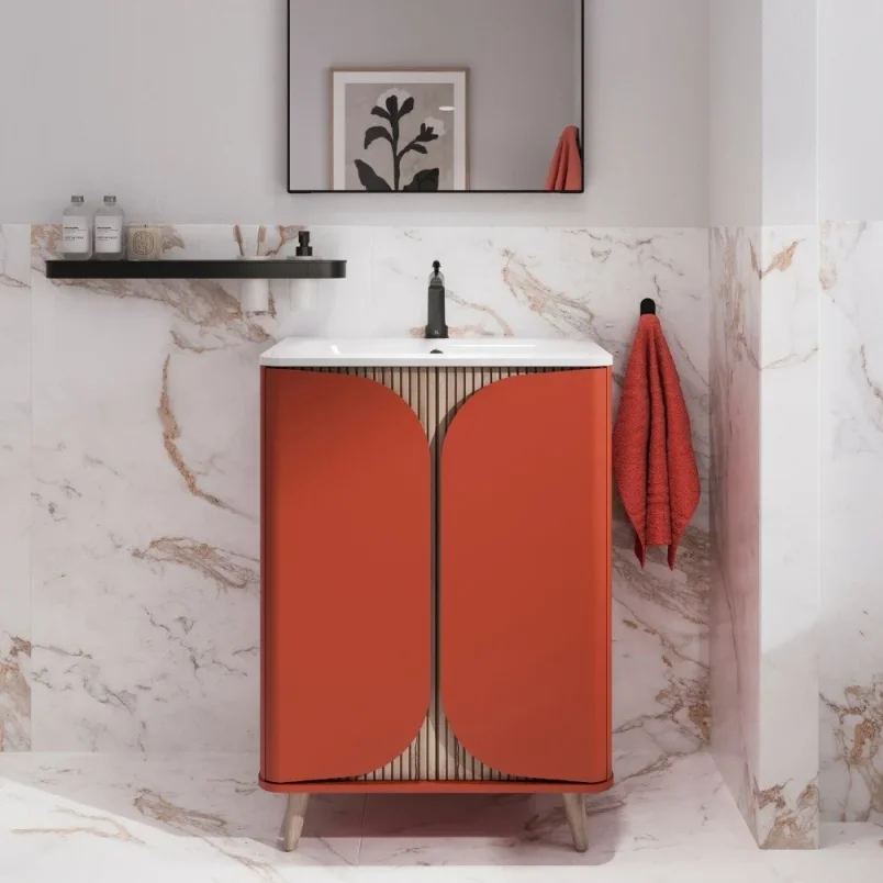 Crosswater Tamobour 600mm Floorstanding Vanity With Doors Soft Clay detail view - Image 3