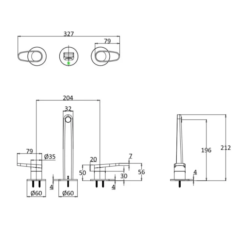 Crosswater Lazo Basin 3 Hole Set Chrome detail view - Image 2