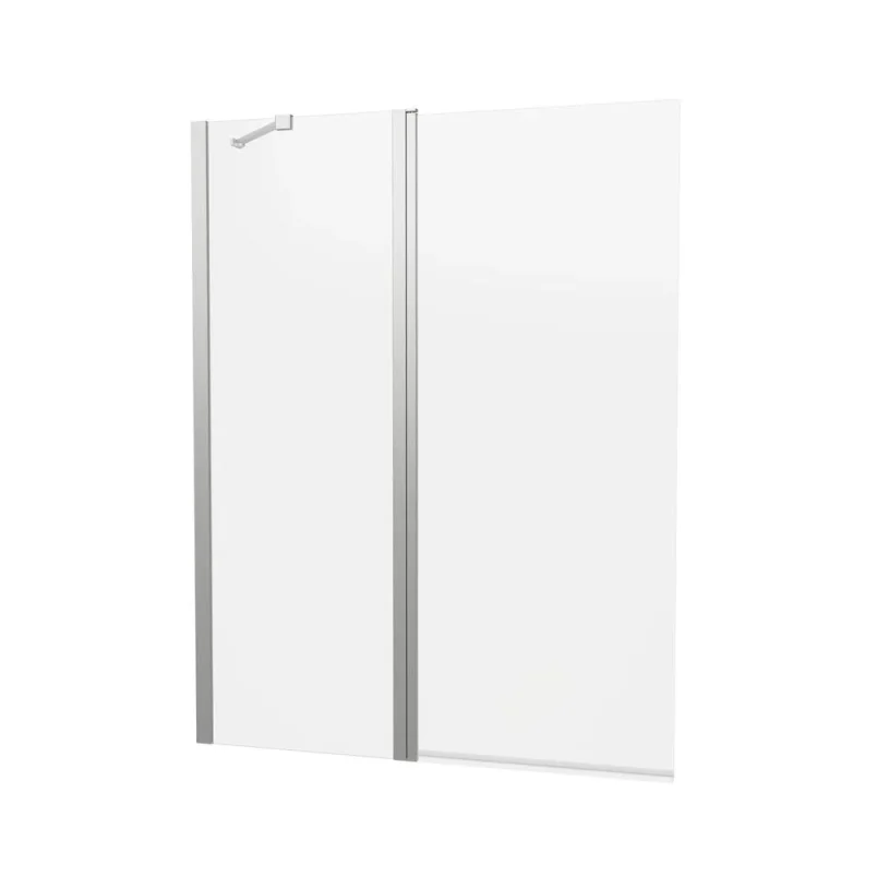 Crosswater Clear 6 Double Bath Screen 1150 Brushed Nickel detail view - Image 3