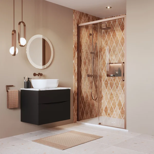 Crosswater Asura 8mm Sliding Door A 1700 Fixed Panel Brushed Bronze