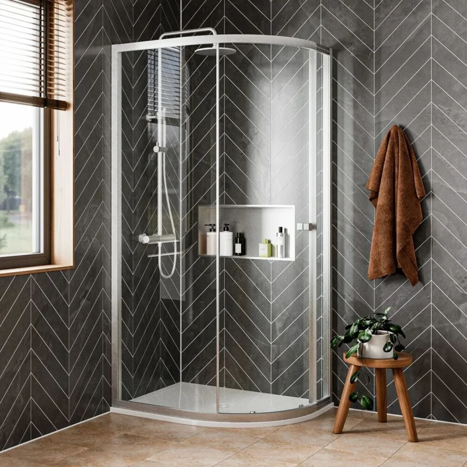 Crosswater Clear 6 Quadrant Single Door 1200 x 900 Brushed Nickel product image - Image 1
