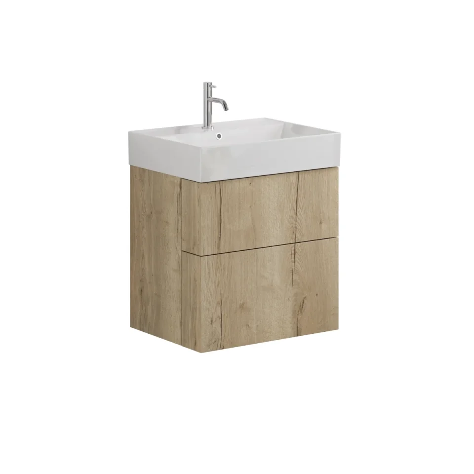 Crosswater Avenue Two Drawer Wall Hung Vanity 600mm Windsor Oak product image - Image 4
