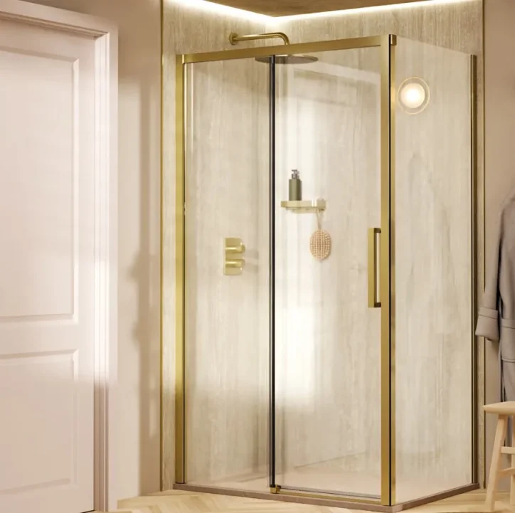 Crosswater Asura 8mm Sliding Door B 1100 Moving Door Brushed Brass detail view - Image 2