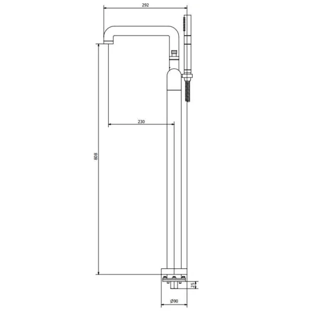 Crosswater Free Standing Bath Filler & Shower Kit detail view - Image 2