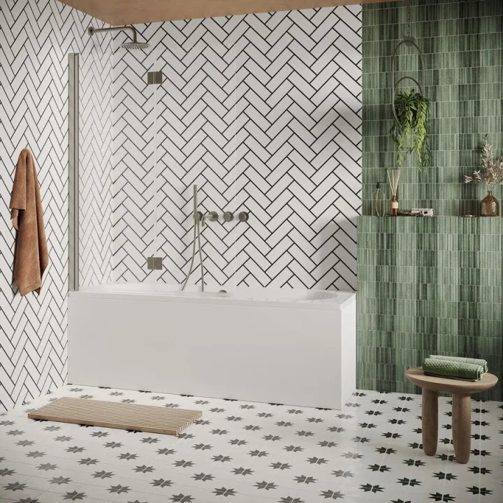 Crosswater Asura Fully Folding Bath Screen Brushed Nickel detail view - Image 3