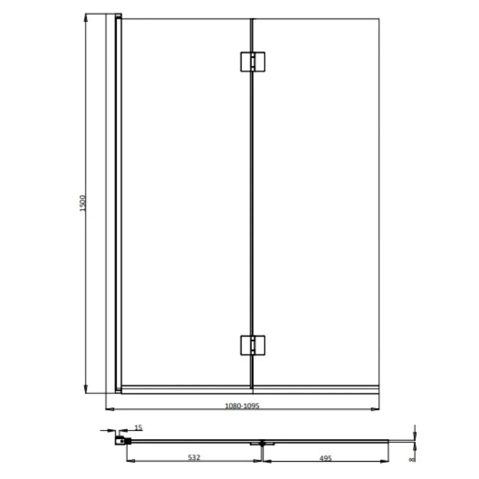 Crosswater Asura Fully Folding Bath Screen Brushed Nickel detail view - Image 5