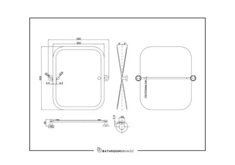 Burlington Rectangular Swivel Mirror Chrome detail view - Image 2