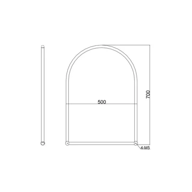 Burlington A9 Arched Brushed Nickel Framed Mirror 500 X 700mm detail view - Image 2