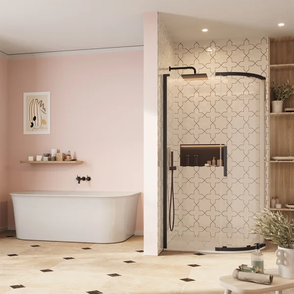 Crosswater Asura 8mm Quadrant Single Door A 1000 x 800 Fixed Panels Matt Black