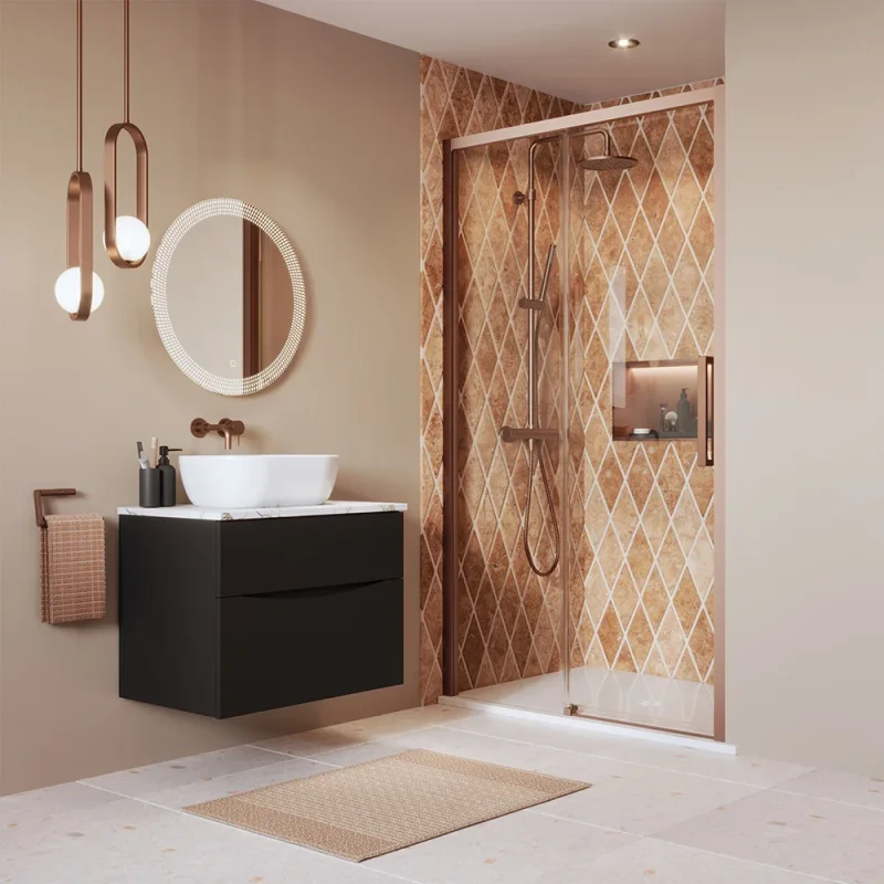 Crosswater Asura 8mm Sliding Door A 1200 Fixed Panel Brushed Bronze product image - Image 1