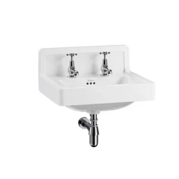 Burlington Contemporary Basin 560mm With Upstand - 2 Tap Hole - White product image - Image 2