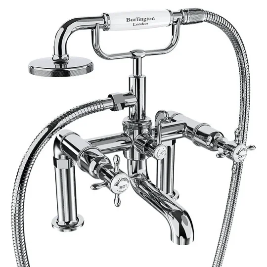 Burlington Guild Bath Shower Mixer Deck Mounted Chrome detail view - Image 3