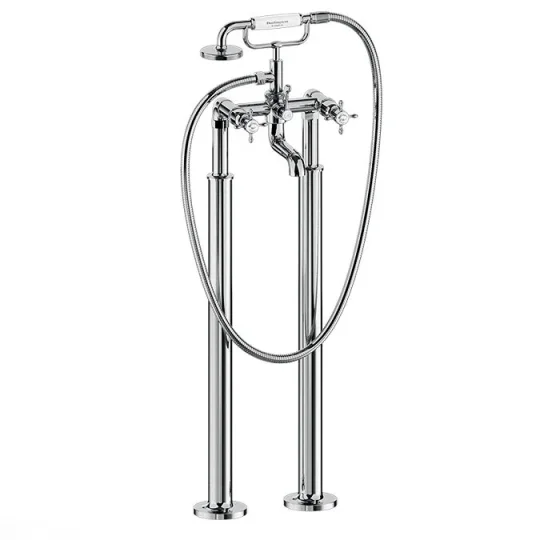 Burlington Guild Bath Shower Mixer Floor Mounted Chrome detail view - Image 3