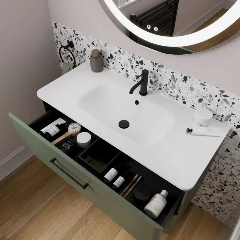 Britton Camberwell Unit 600mm Earthy Green detail view - Image 2