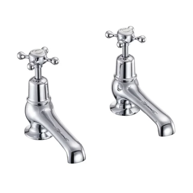 Burlington Qt Claremont 5" Basin Taps Chrome detail view - Image 2