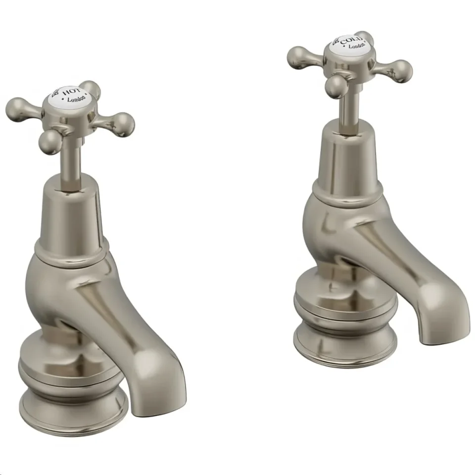 Burlington Regent 3" Basin Taps Brushed Nickel detail view - Image 2