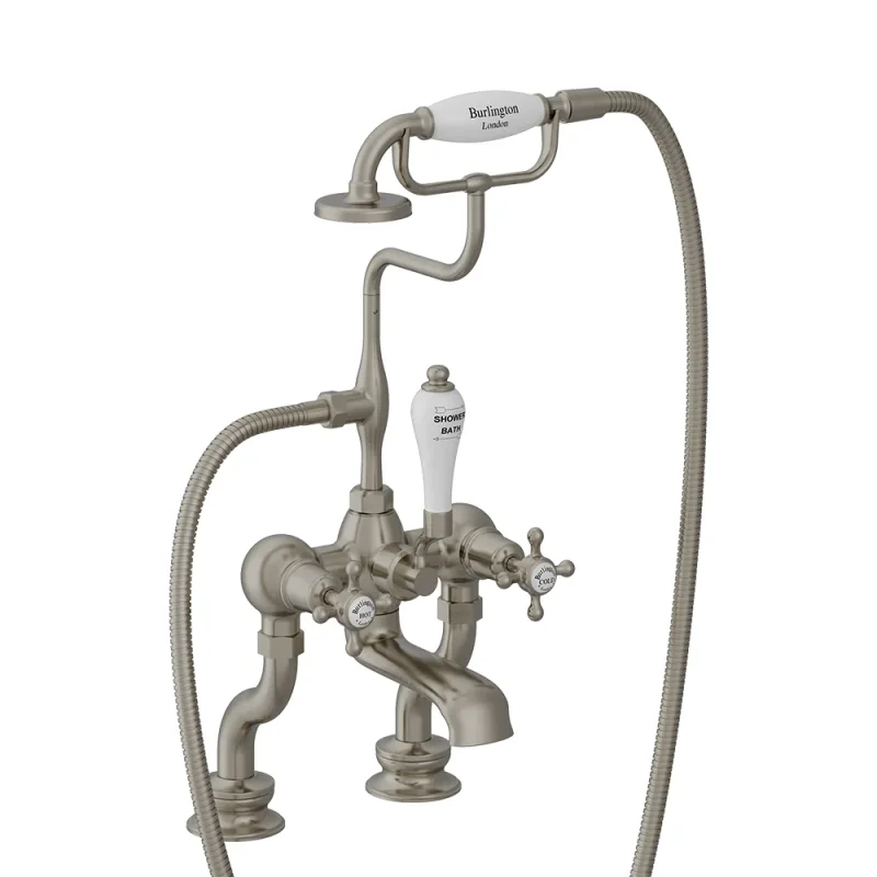 Burlington Regent Deck Mount Bath Shower Mixer Brushed Nickel product image - Image 4