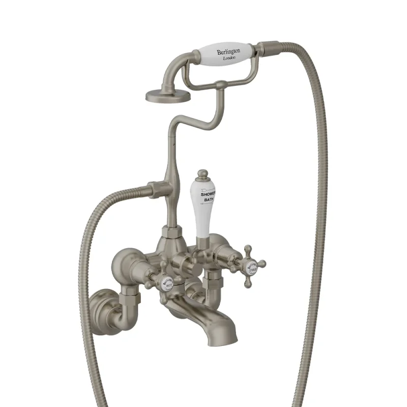 Burlington Regent Wall Mount Bath Shower Mixer Brushed Nickel product image - Image 3