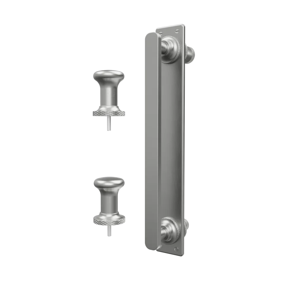 Burlington Classique 1909 Handle With Back Plate & Finials (pair) Brushed Nickel product image - Image 1